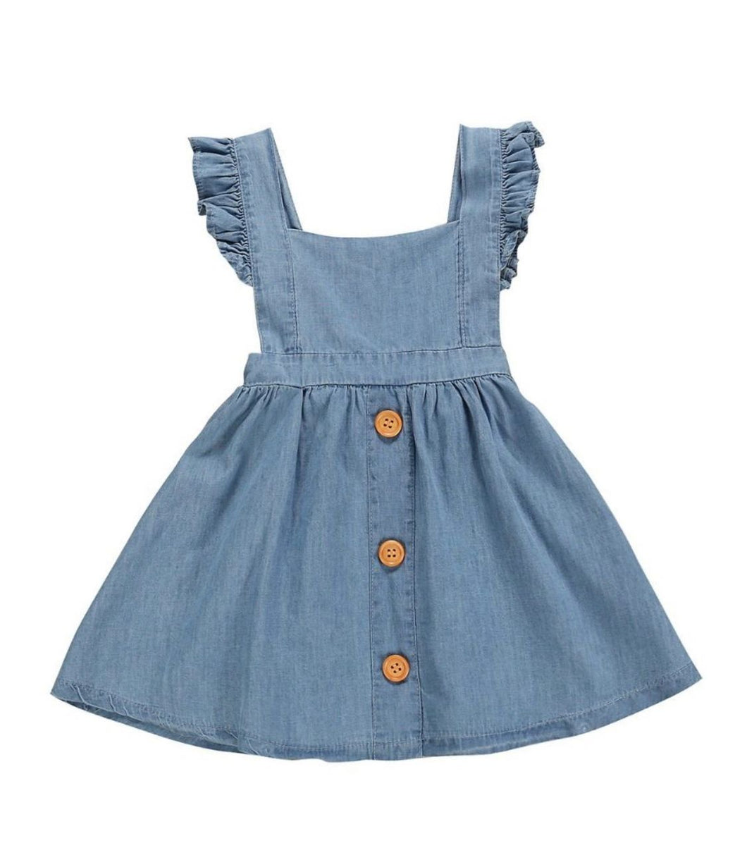 Girls ruffle sleeve backless denim style dress size 2